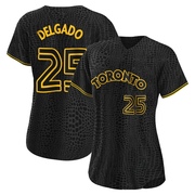 Carlos Delgado Women's Toronto Blue Jays Snake Skin City Jersey - Black Authentic