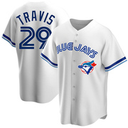 Devon Travis Men's Toronto Blue Jays Home Cooperstown Collection Jersey - White Replica