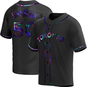 Erik Swanson Men's Toronto Blue Jays Alternate Jersey - Black Holographic Replica