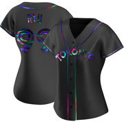 Hyun Jin Ryu Women's Toronto Blue Jays Alternate Jersey - Black Holographic Replica