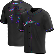 Kelly Gruber Men's Toronto Blue Jays Alternate Jersey - Black Holographic Replica